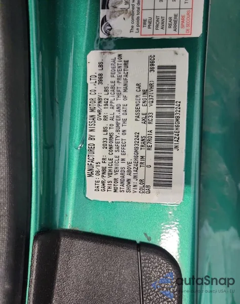 2016 Nissan 370Z Base from USA, damaged, VIN JN1AZ4EH6GM932242